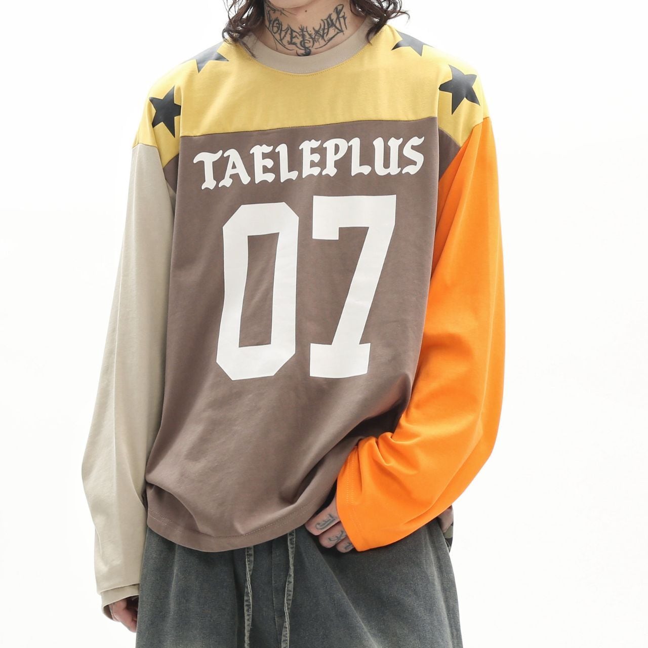 クレイジーパターンスポーツミックスロングTシャツ 1col   A00396