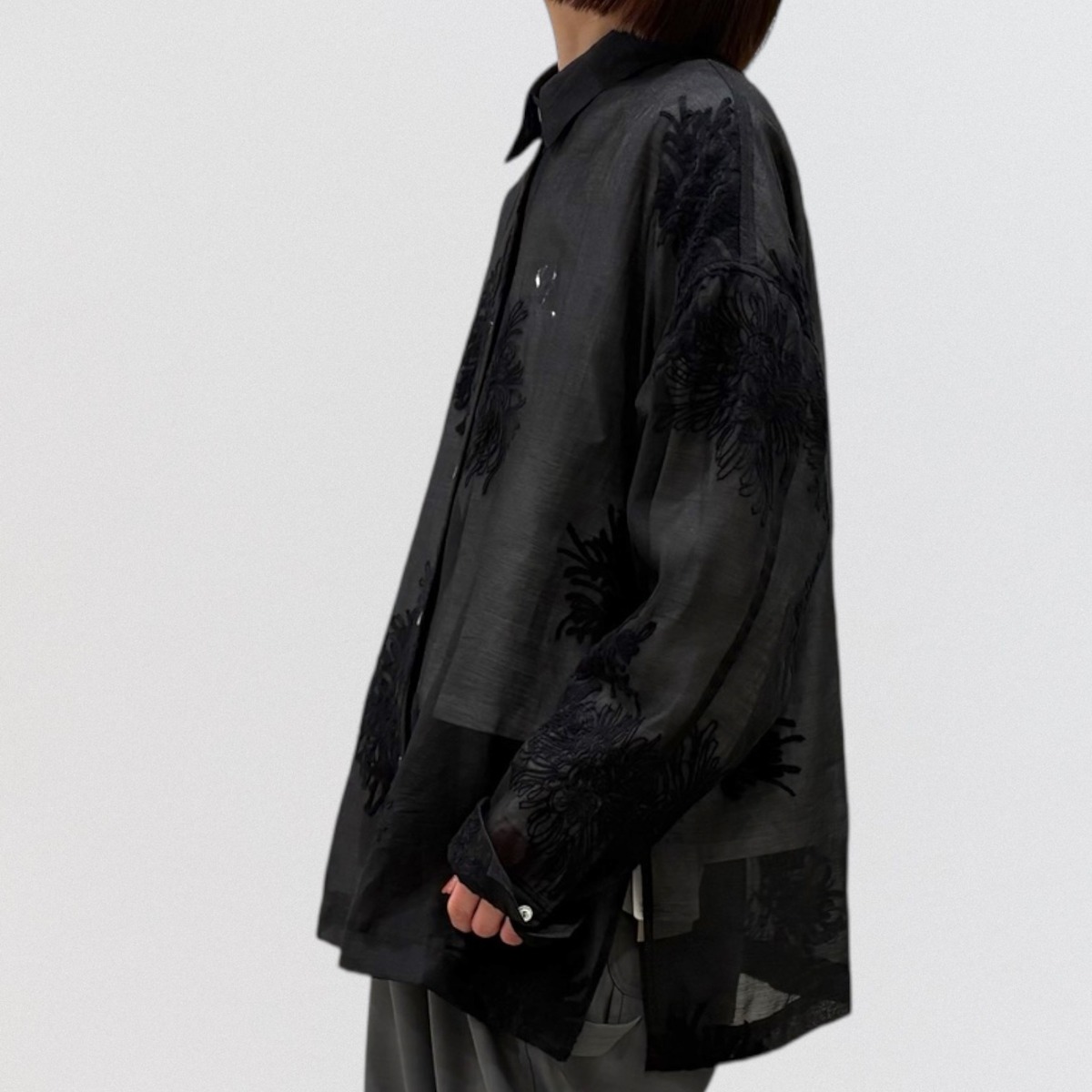 cafune embroidered sheer shirt | CoCo Cuore