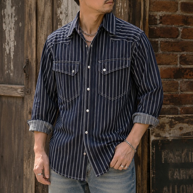 Heavyweight Double-Flap Denim Work Shirt 00595