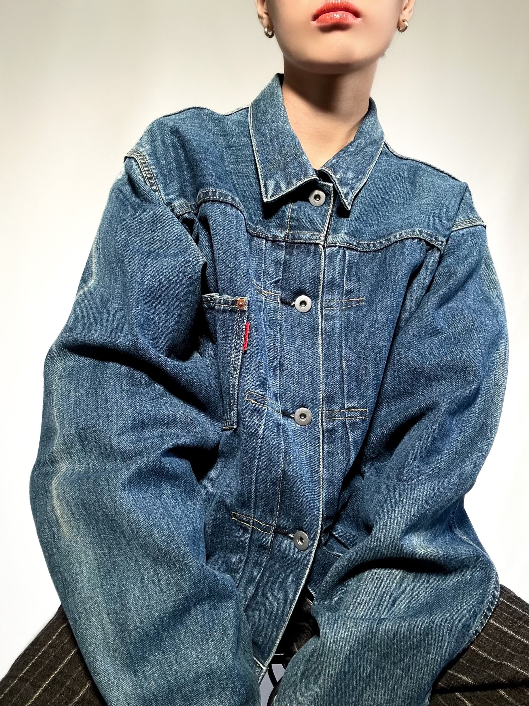 90s buckle denim jacket 90年代 デニムジャケット ブルー バックル