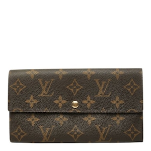 ルイ ヴィトン モノグラム ポシェット ポルト モネ クレディ 長財布 M61725 ブラウン PVC レザー レディース LOUIS VUITTON 中古
