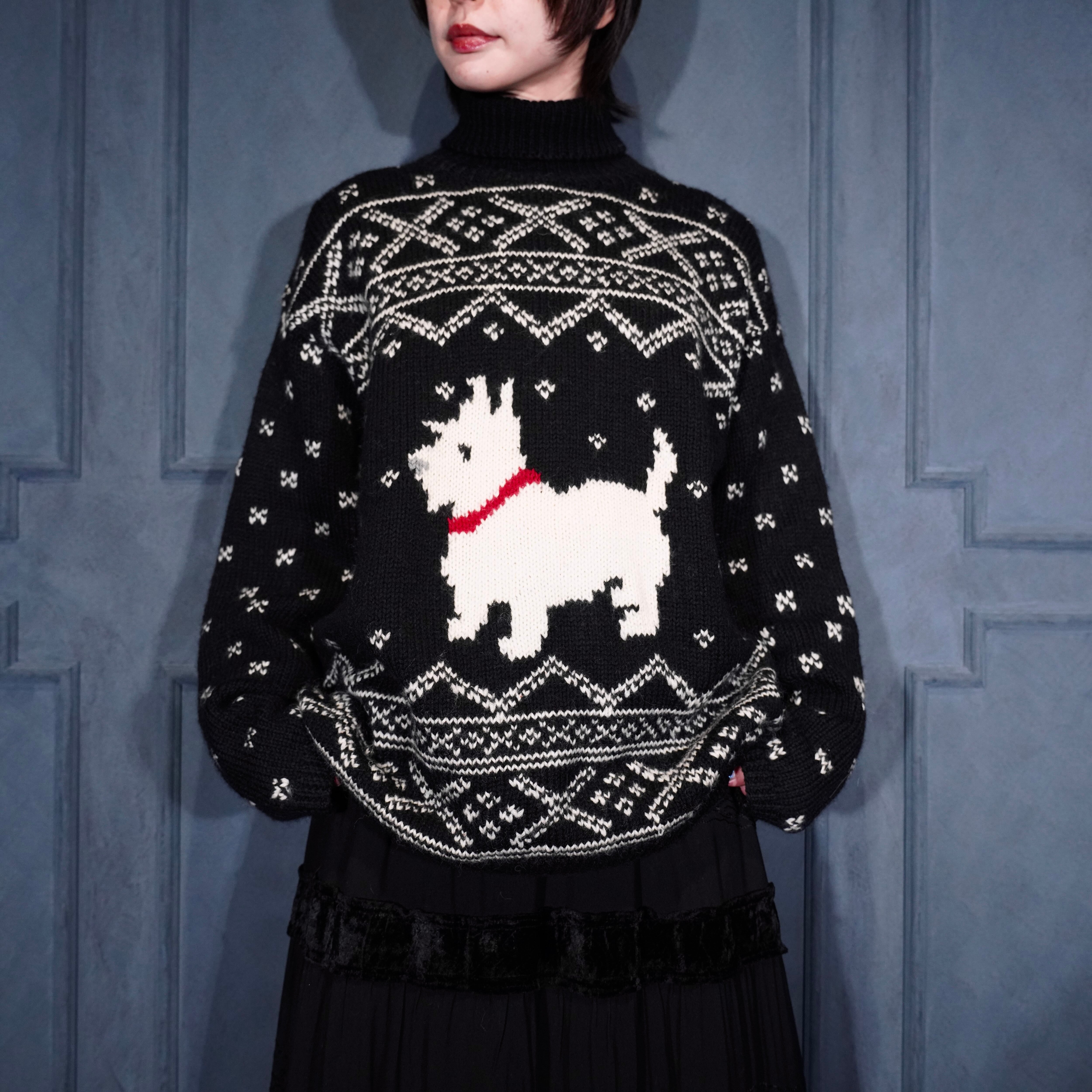 USA VINTAGE LAUREN RALPH LAUREN DOG DESIGN HIGH NECK KNIT/アメリカ