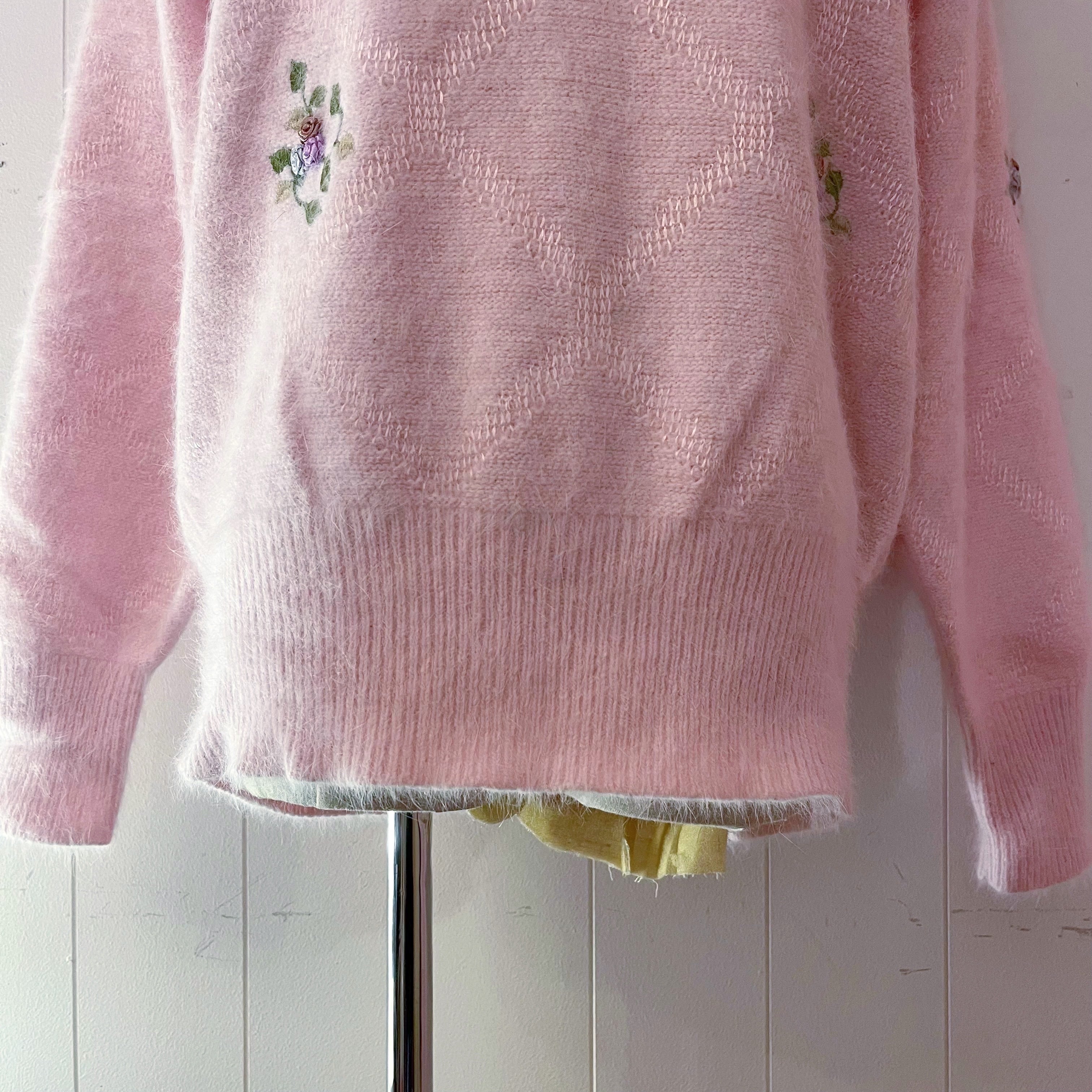 baby pink rose angora knit sweater