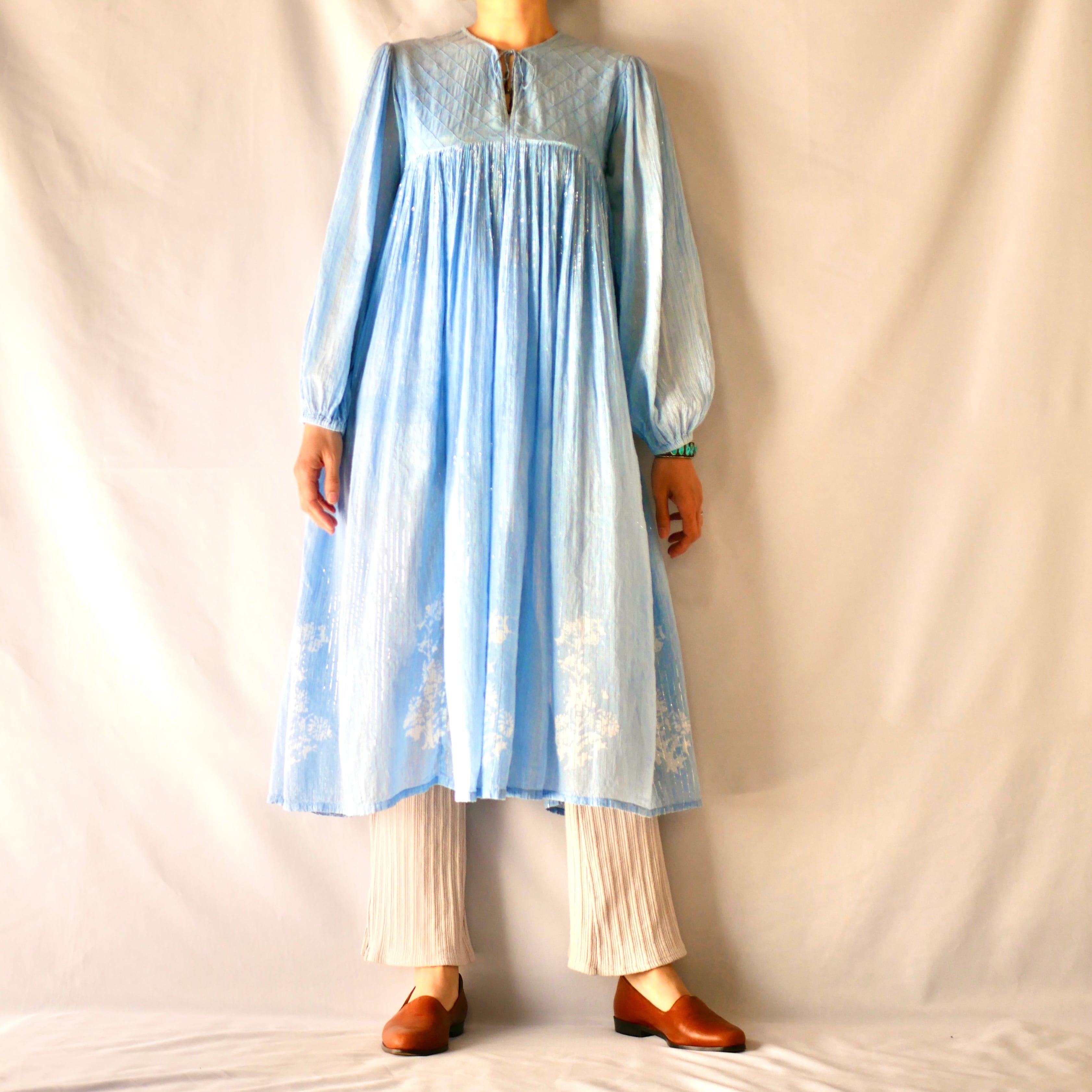 70s ginni fashion indian cotton onepiece ライトブルー 70s ginni fashion indian cotton onepiece ライトブルー