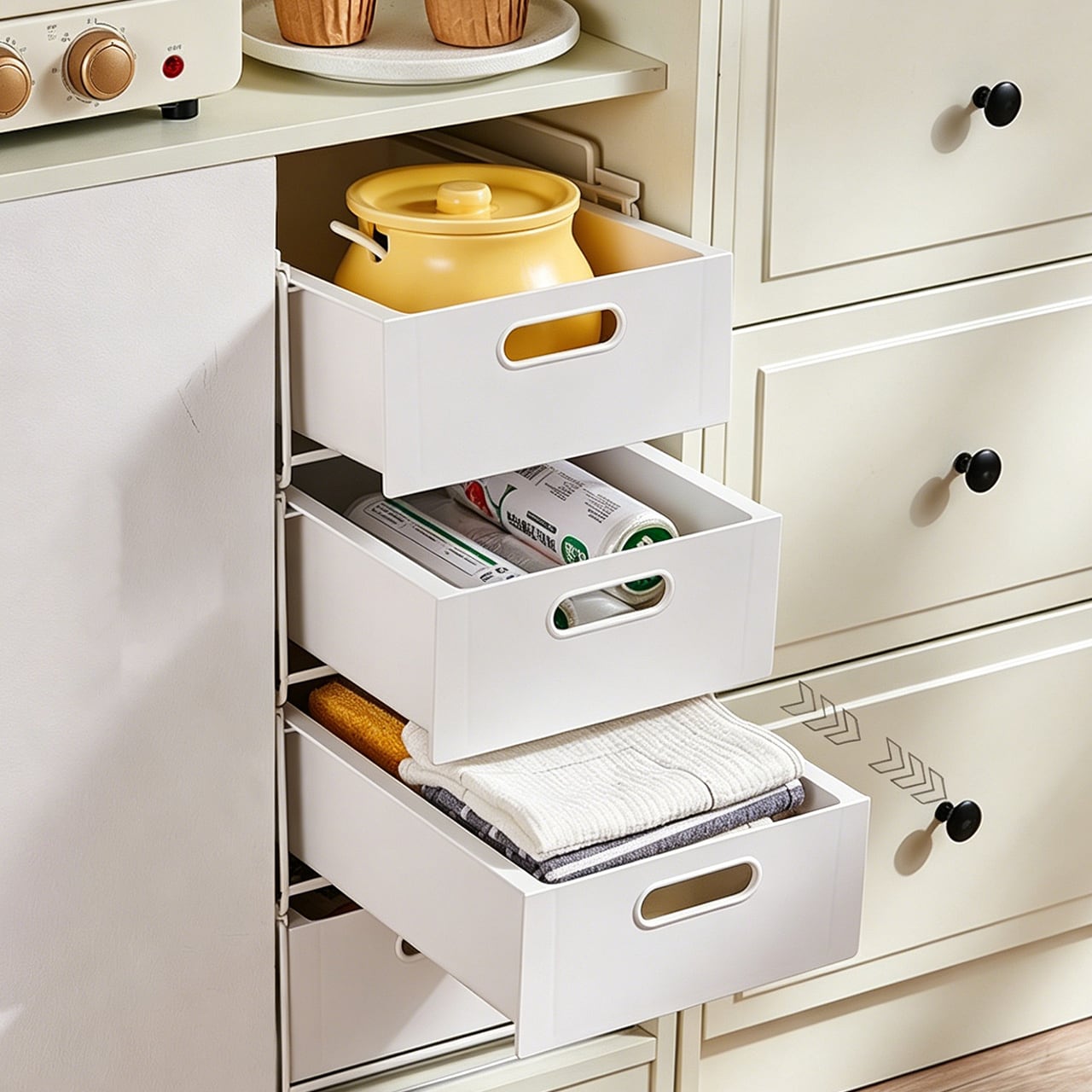 G04 .2個七ット キャビネット用アイアン引き出しバスケット 重ね置き
