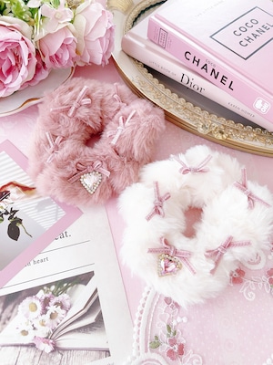 Ribbon heart bijou fur chouchou