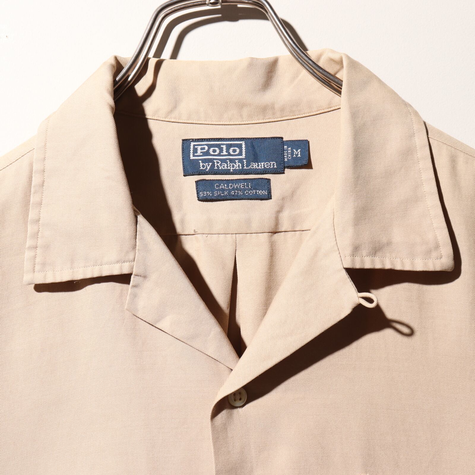 美品 M 完全無地 シルクコットン ベージュ Caldwell ポロラルフ 