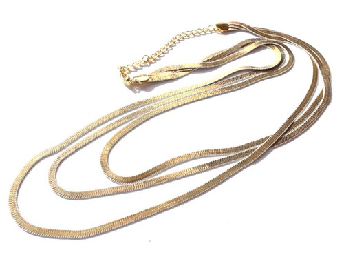 80s vintage gold flat chain long necklace