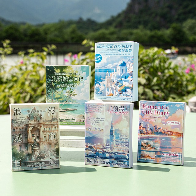 旅の思い出のミニ和紙シールセット　25種50枚入り　浪漫城市日记（Romantic City Diary）シリーズ【美好的一天(have a good day)】[HG-31s]