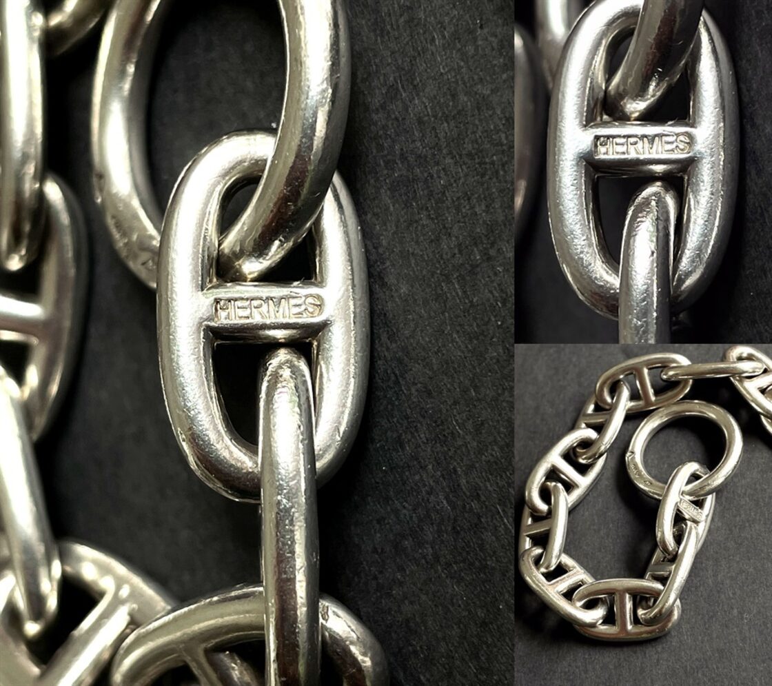 HERMES エルメス シェーヌダンクル ブレス GM 12コマ SV925 手彫り 