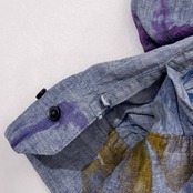 リネン混 MAURIZIO BALDASSARI マウリツィオバルダサーリ LEGGIUNO 水彩画風 花柄 デザイン 長袖シャツ 48/ブルー系 メンズ