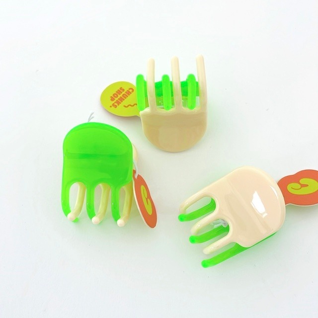 Chunks "Jester Mini Claw in Neon Green + Nude" チャンクスバンスクリップ・ヘアピン