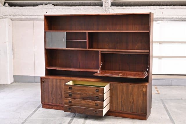 ヴィンテージカップボードシェルフ北欧ローズウッドデンマーク食器棚