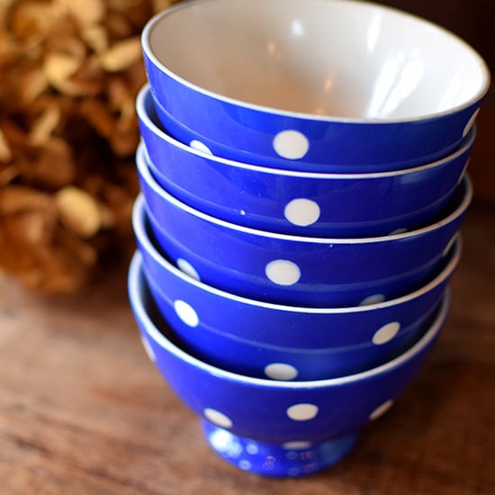 ベルギーBOCH ブルー 水玉カフェオレボウル | Brocante de La Cocotte