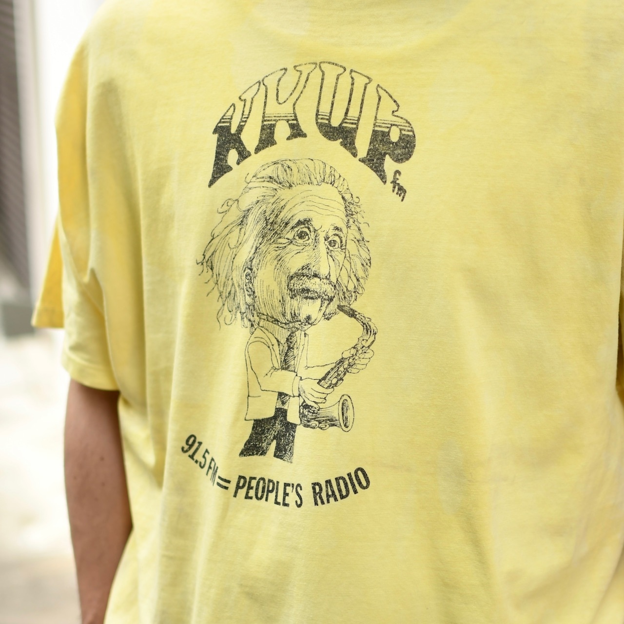 90's KKUP fm Einstein print tee over dye