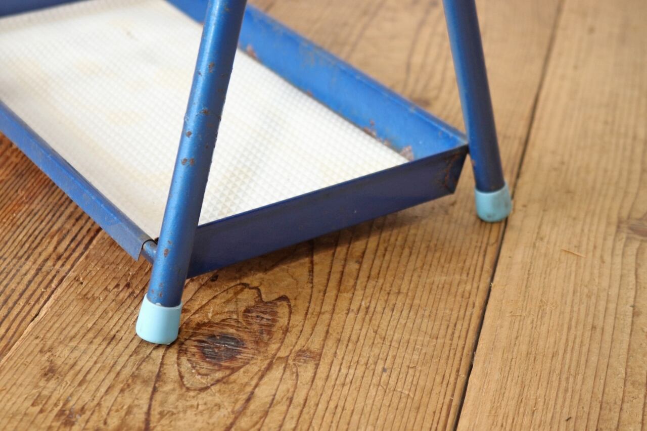 レトロ 傘立て アンブレラスタンド フック付き 金属製 ブルー 青 レトロ 傘立て アンブレラスタンド フック付き 金属製 ブルー 青