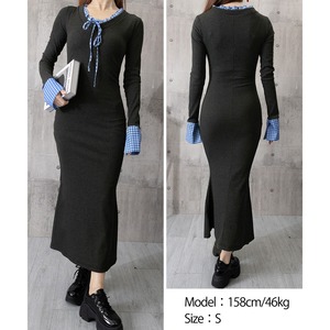 マーメイド ワンピース 長袖 リボン レディース 春秋冬 韓国 ロングワンピース おしゃれ きれいめ 大人 かわいい タイト スリム 上品 フェミニン 大人可愛い 大人女子