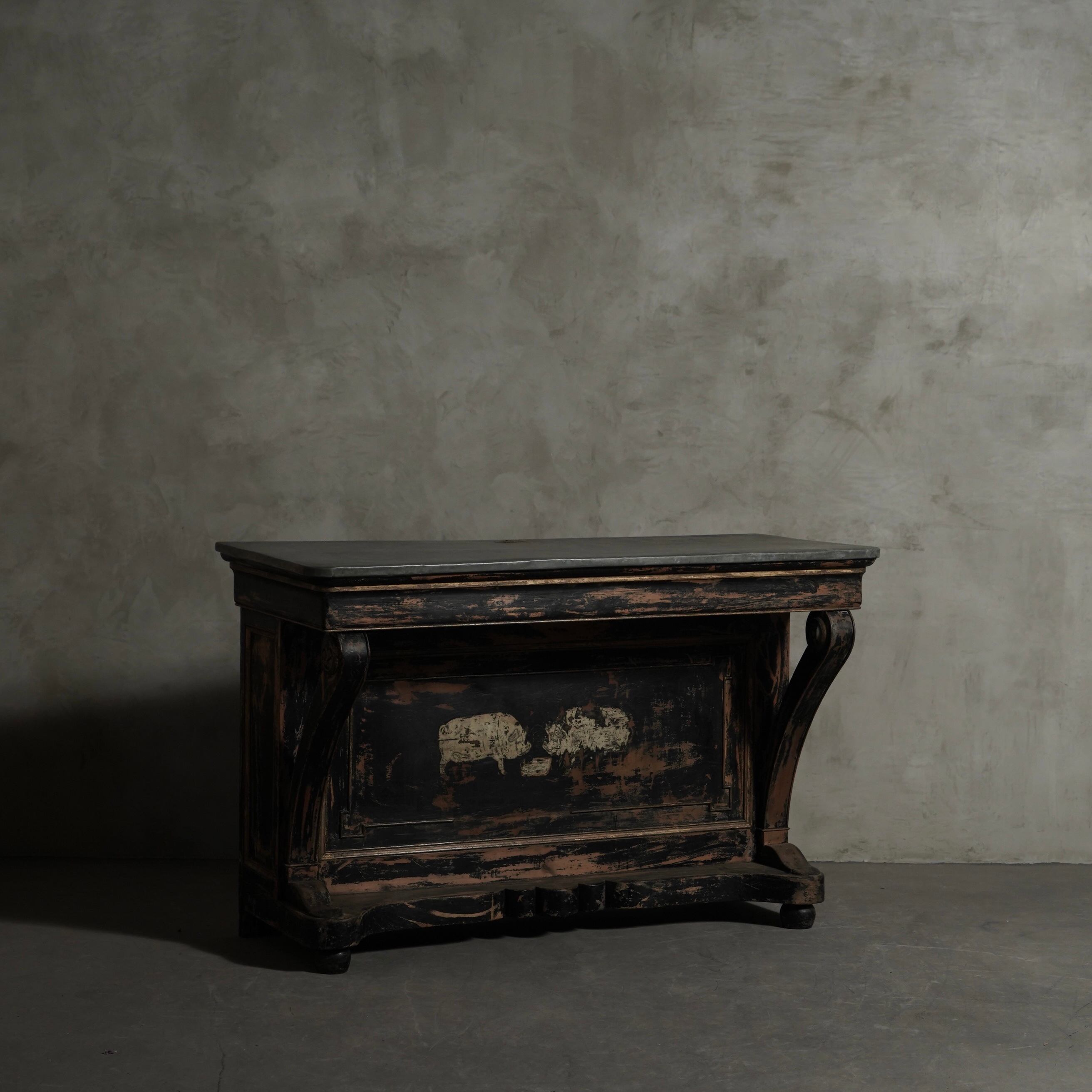 カウンター/ブッチャーカウンター/生ハム屋のカウンター/マルセイユ/フレンチカウンター/オリジナルペイント/南仏アンティーク