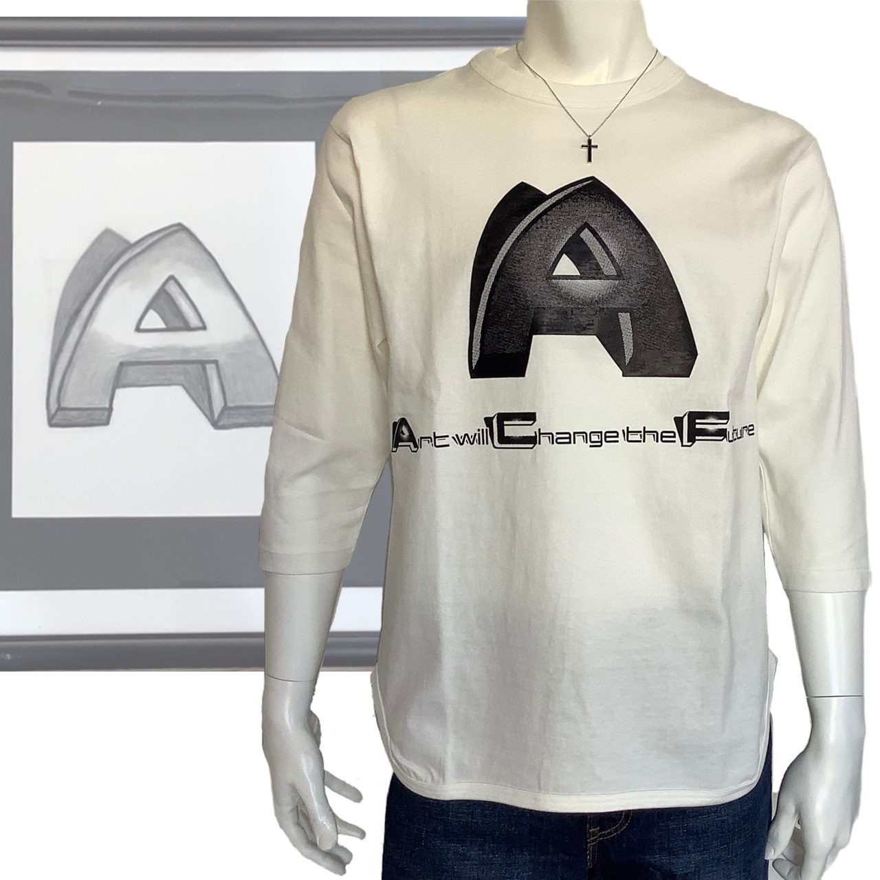 Capital A ( A ) 七分袖Tシャツ ナチュラル