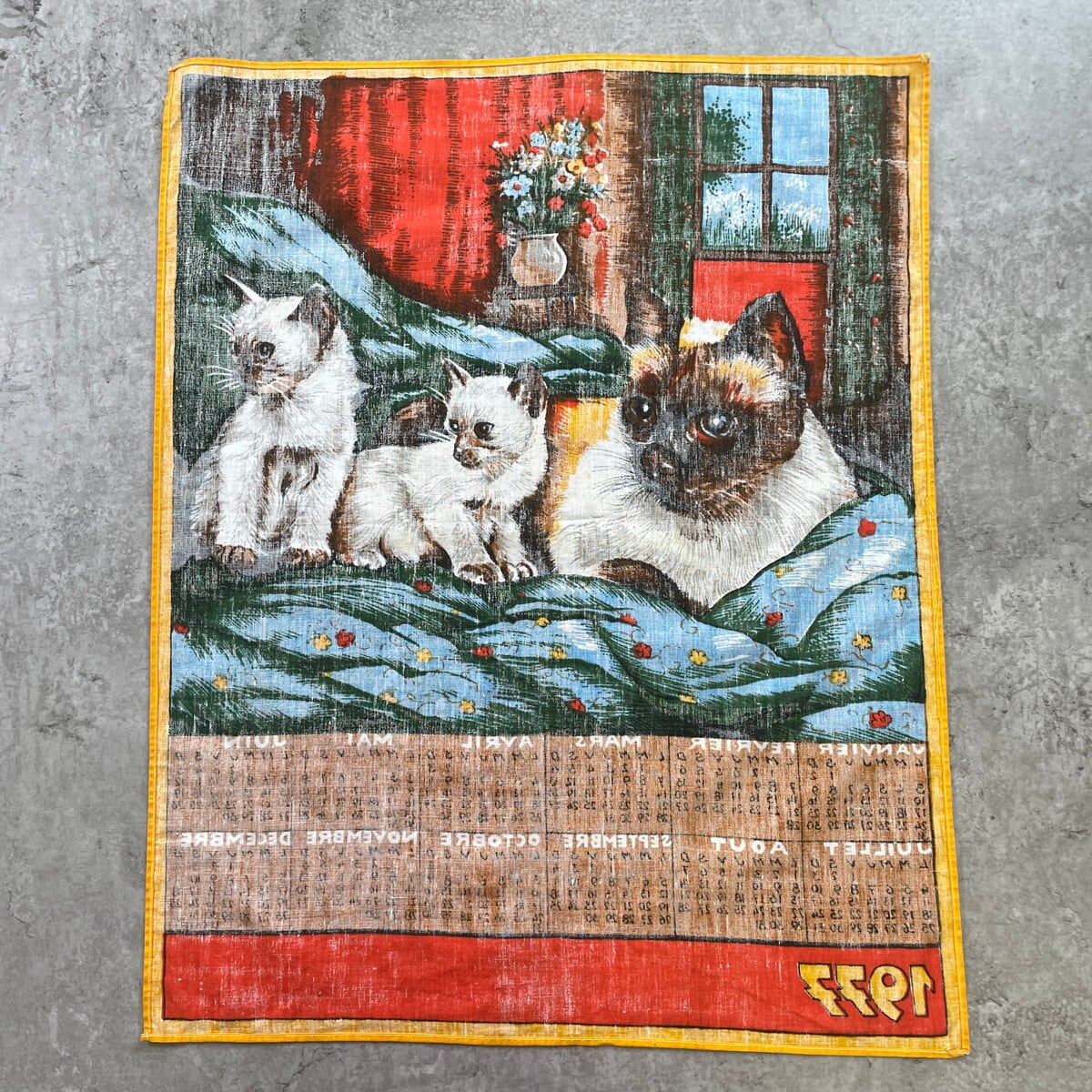 70年代 シャム猫 キャット アニマル カレンダー タペストリー