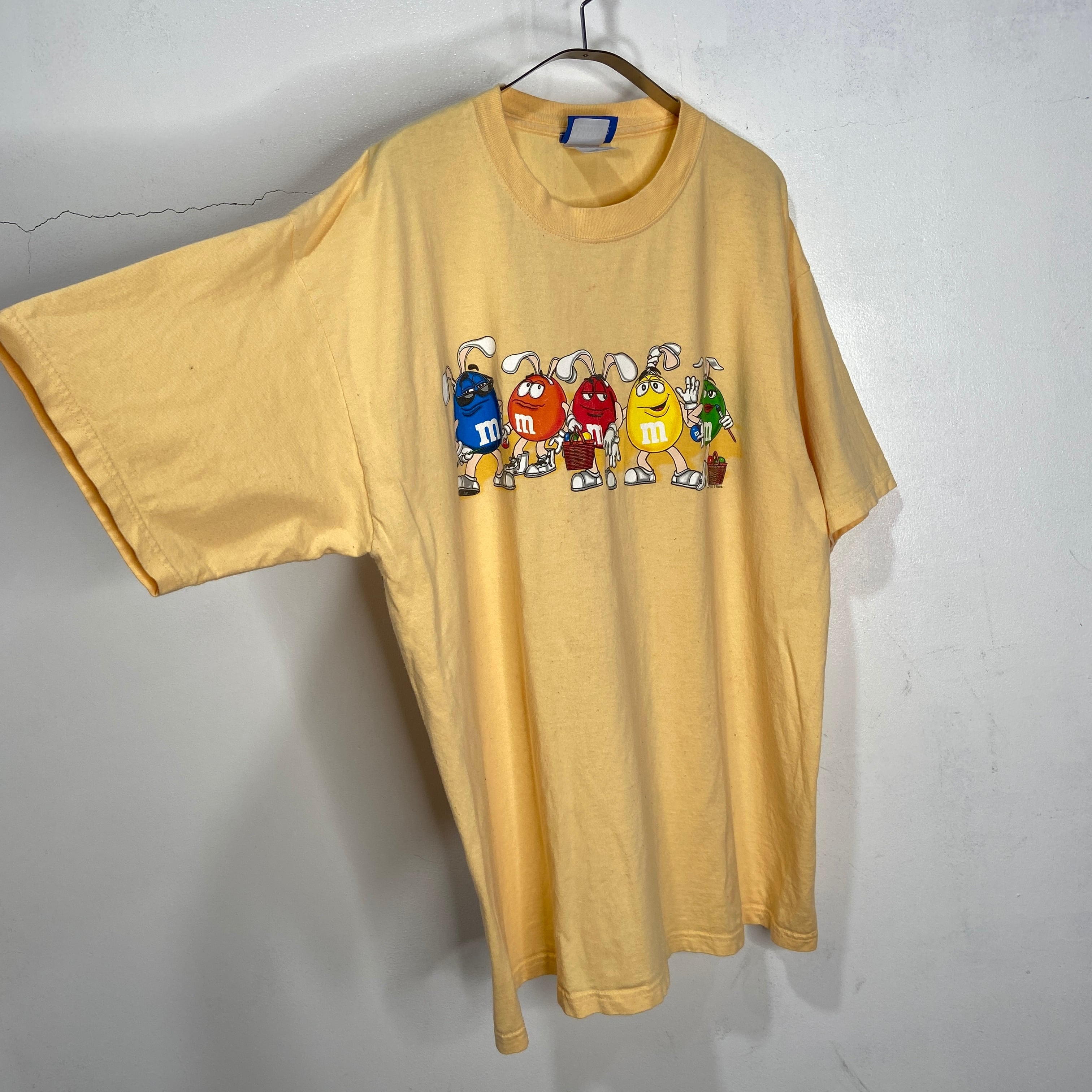 90s M&M's エムアンドエムズ プリントTシャツ キャラクター 黄色 XL