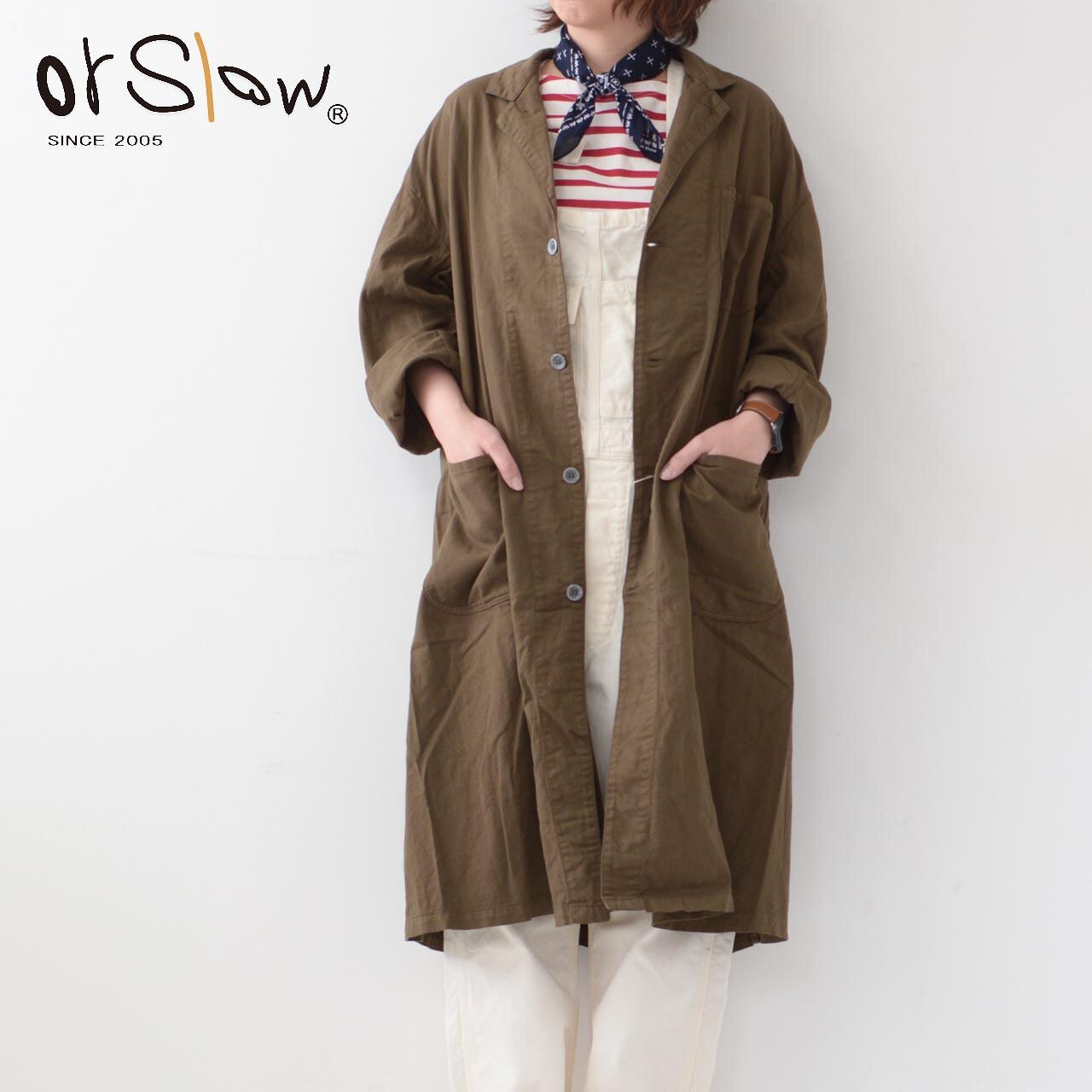 日本製 orslow オアスロウ コットンロングコート ブラック-