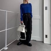 crew neck tulle sheer short tops/bule