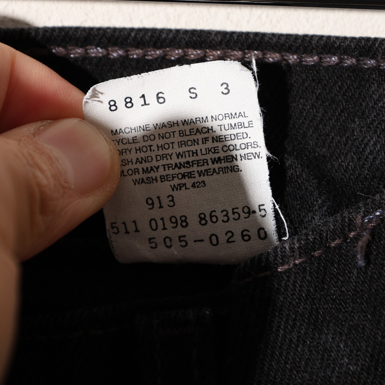 極美品 34×32 505-0260 USA 98年 サルファーブラックデニムパンツ Levi’s リーバイス 黒