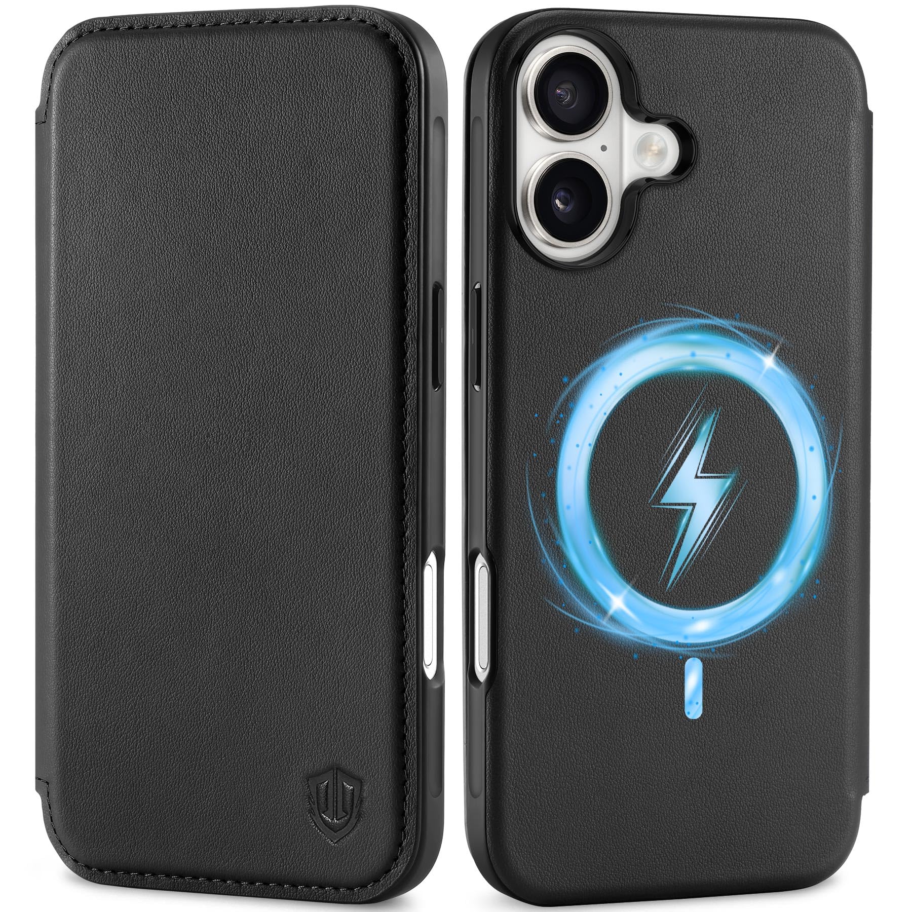 SHIELDON iPhone17 対応 手帳型ケース 本革レザー 薄型 2025年発売 6.3インチ 5G ブラック