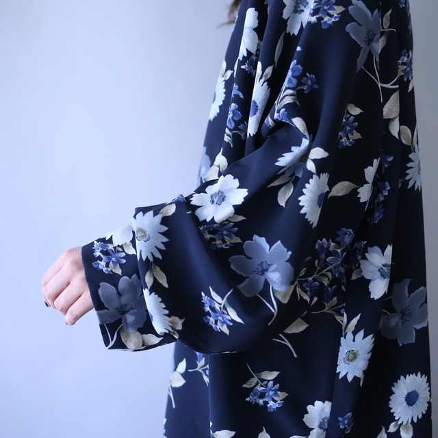 beautiful blue flower pattern over silhouette shirt