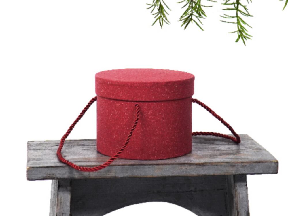 ギフトボックス　円柱　直径14cm高さ10cm /レッド