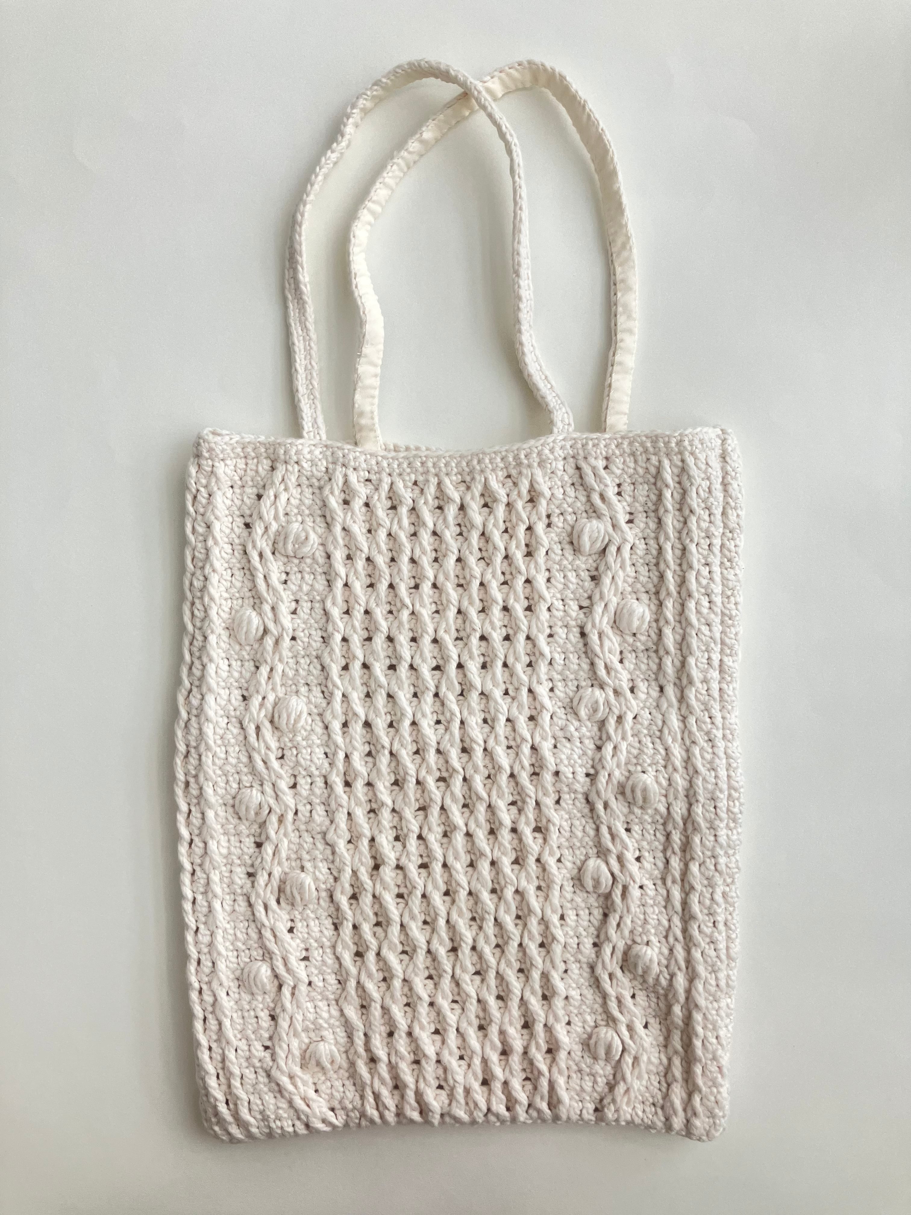 編み図なし糸セット】引き上げ模様のトートバッグ｜blanco さん