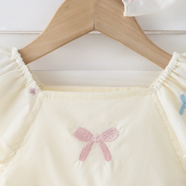 【姉妹服】アイボリーリボン刺繍ワンピースロンパース - 6