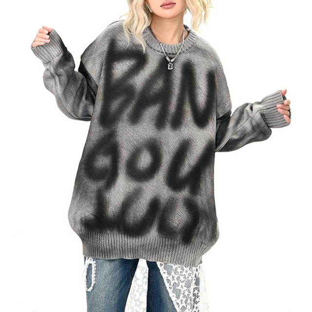 spray full lettering knit　スプレーフルレタリングニット　J1370