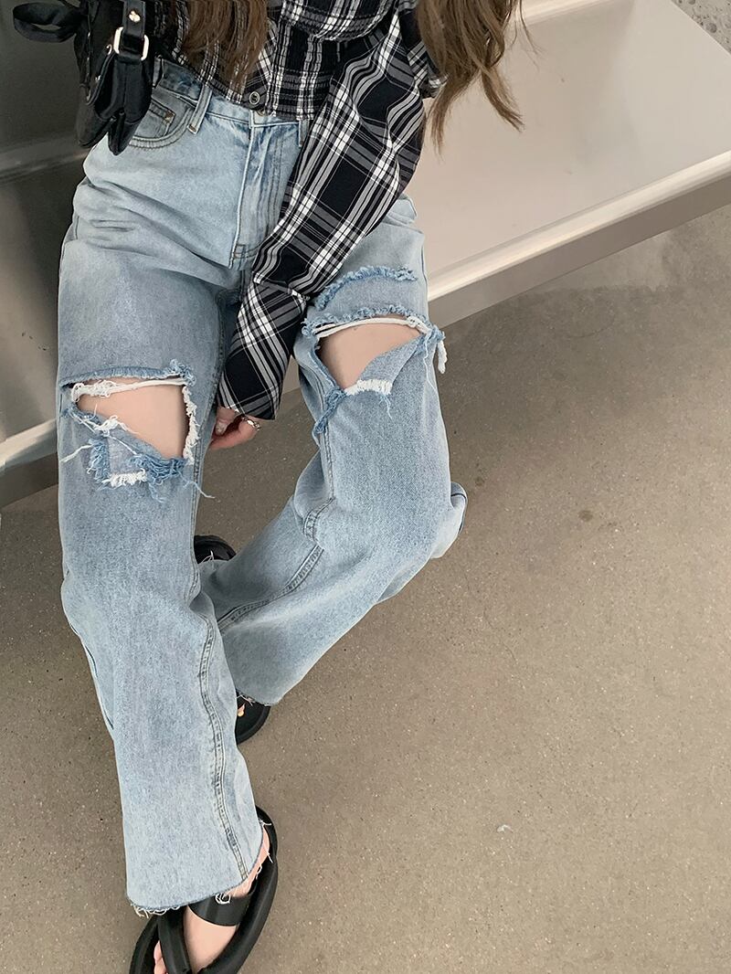 ジーンズ サマールーズ薄手パンツ ハイウェスト 夏物 モンロー27659231640