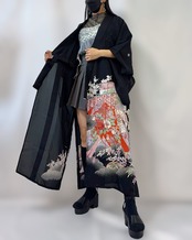 Black Longcoat See-through 474(夏用着物)