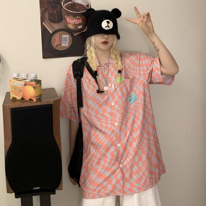 ルーズシャツ サマースタイルスタンダード レトロ 大きめサイズ 夏物 ケッペル6949079486