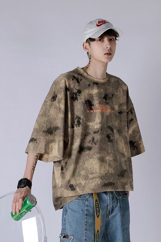 全2色 Tシャツ カットソー 迷彩 総柄 カジュアル おしゃれ