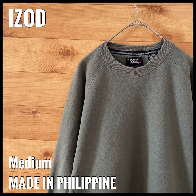 【IZOD】トレーナー スウェット M カーキ ラグランスリーブ アイゾッド US古着 US輸入