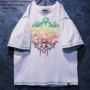 【doppio】vintage “COOGI” gradation suede logo embroidery design T-shirt