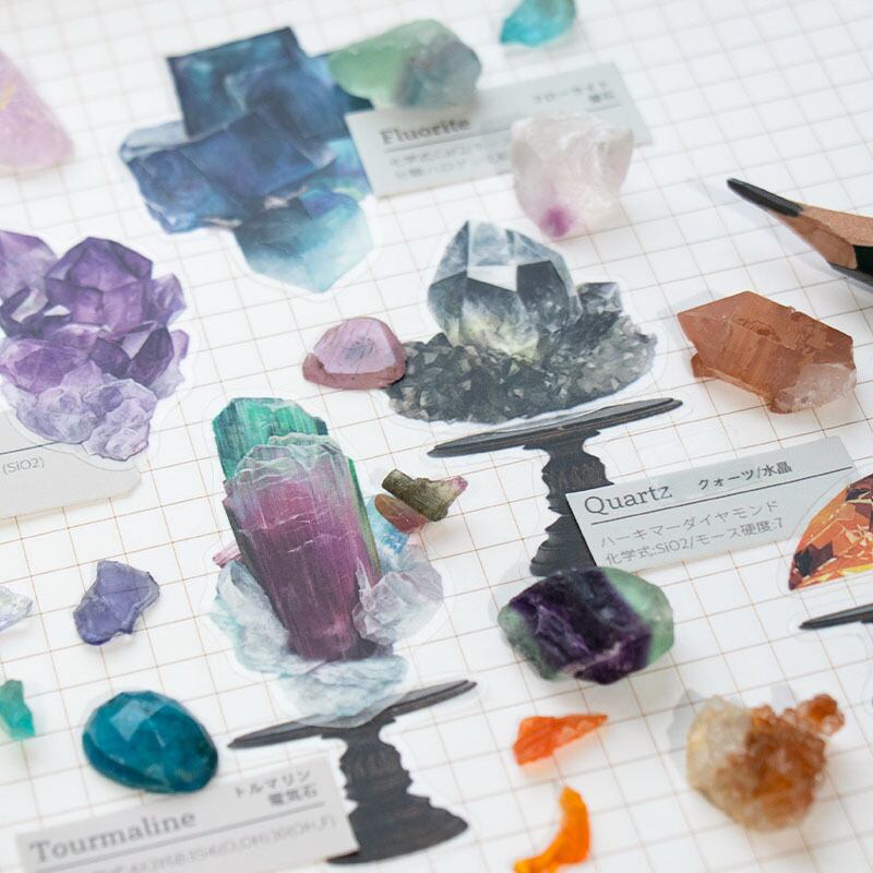 シール 鉱物 天然石 宝石 原石 結晶 鉱石 水晶 ハーキマー フロー