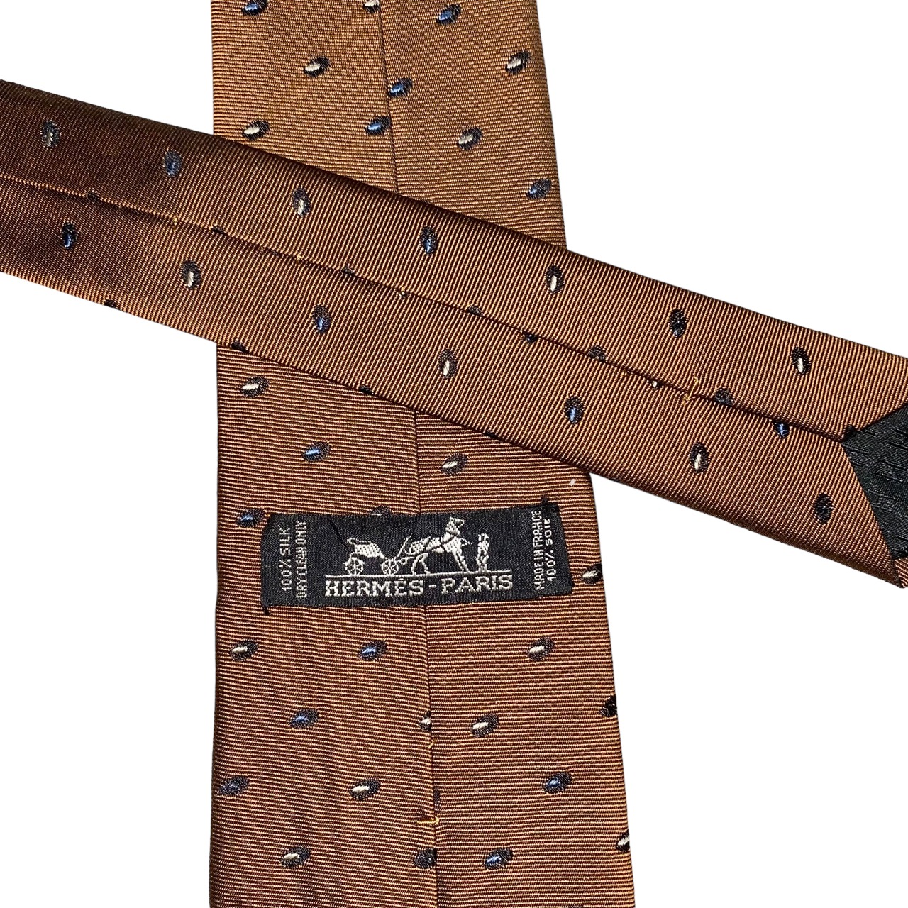 HERMES dot pattern silk tie