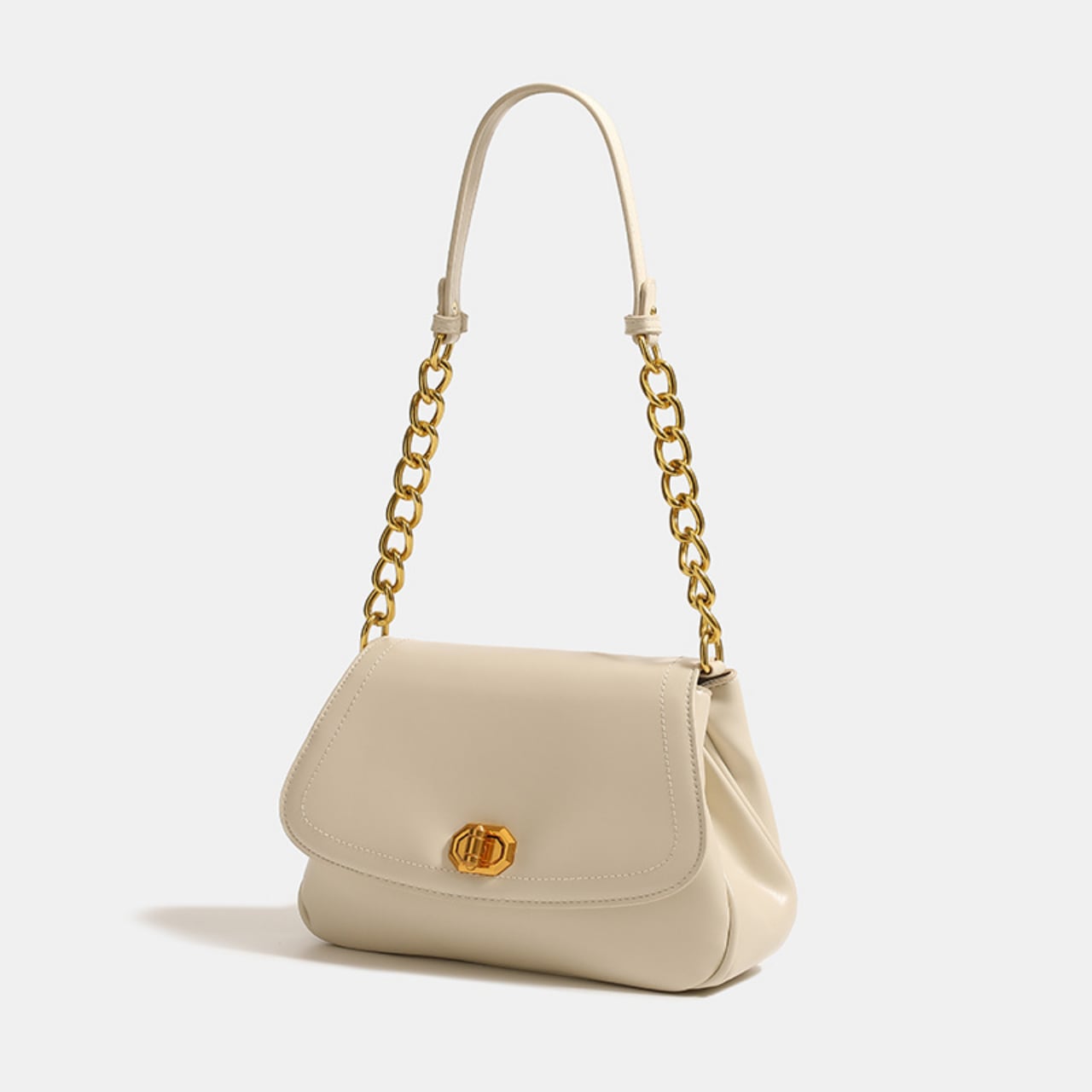 ゴールド チェーン ショルダーバッグ-ホワイト