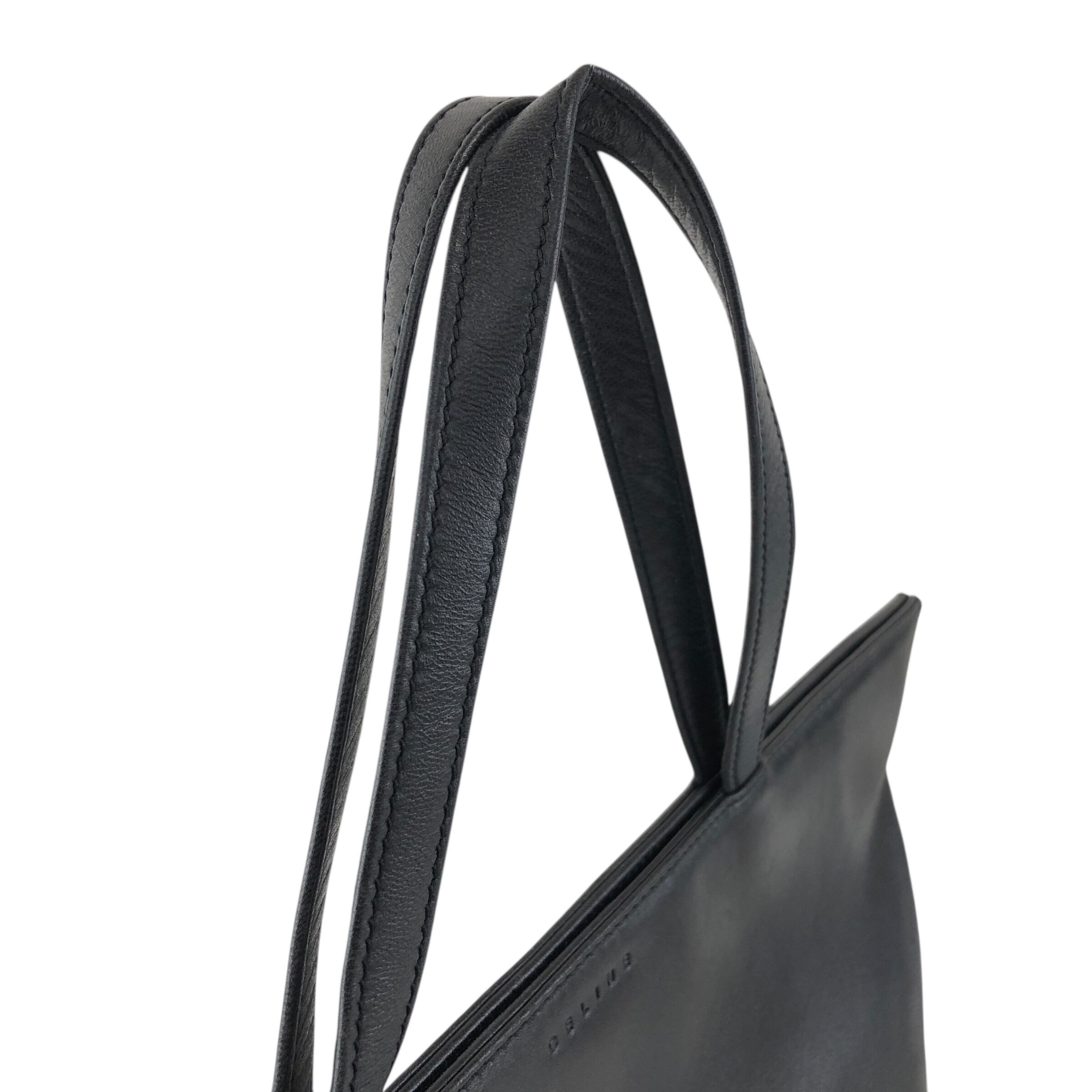 CELINE セリーヌ トートバッグ ブラック ロゴ レザー vintage