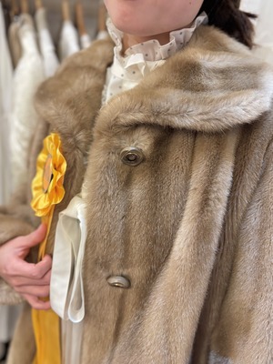 60's70's brown faux fur coat