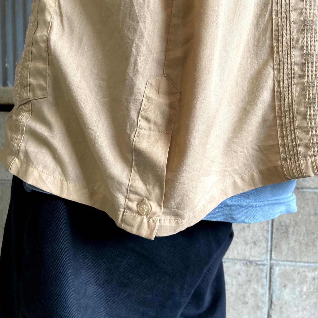 HABAND GUAYABERA フルジップ 半袖 キューバシャツ メンズL相当 古着