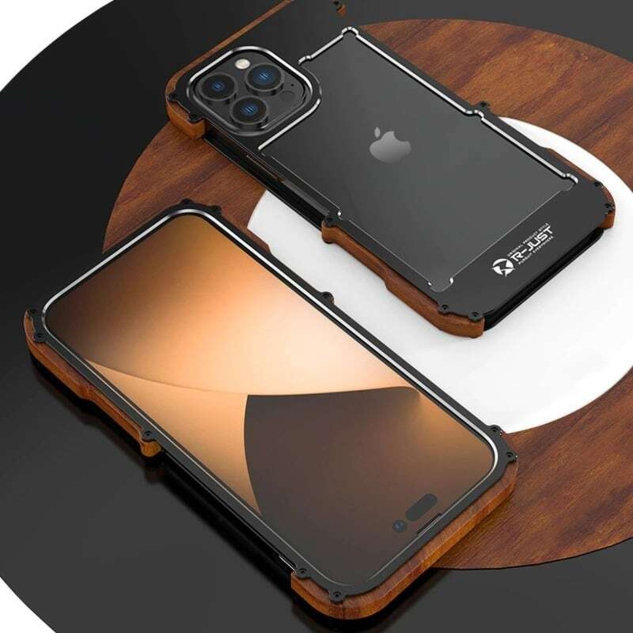 ◆iPhone 16/15/14/13/Pro/Pro Max/Plus◆ Aluminum & Wood Phone Bumper Case / アルミニウム ＆ ウッド フォン バンパー スマホケース