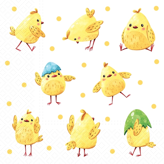 2024春夏【PAW】バラ売り2枚 ランチサイズ ペーパーナプキン Crazy Chickens ホワイト