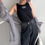 ロゴ刺繍tank/ブラック