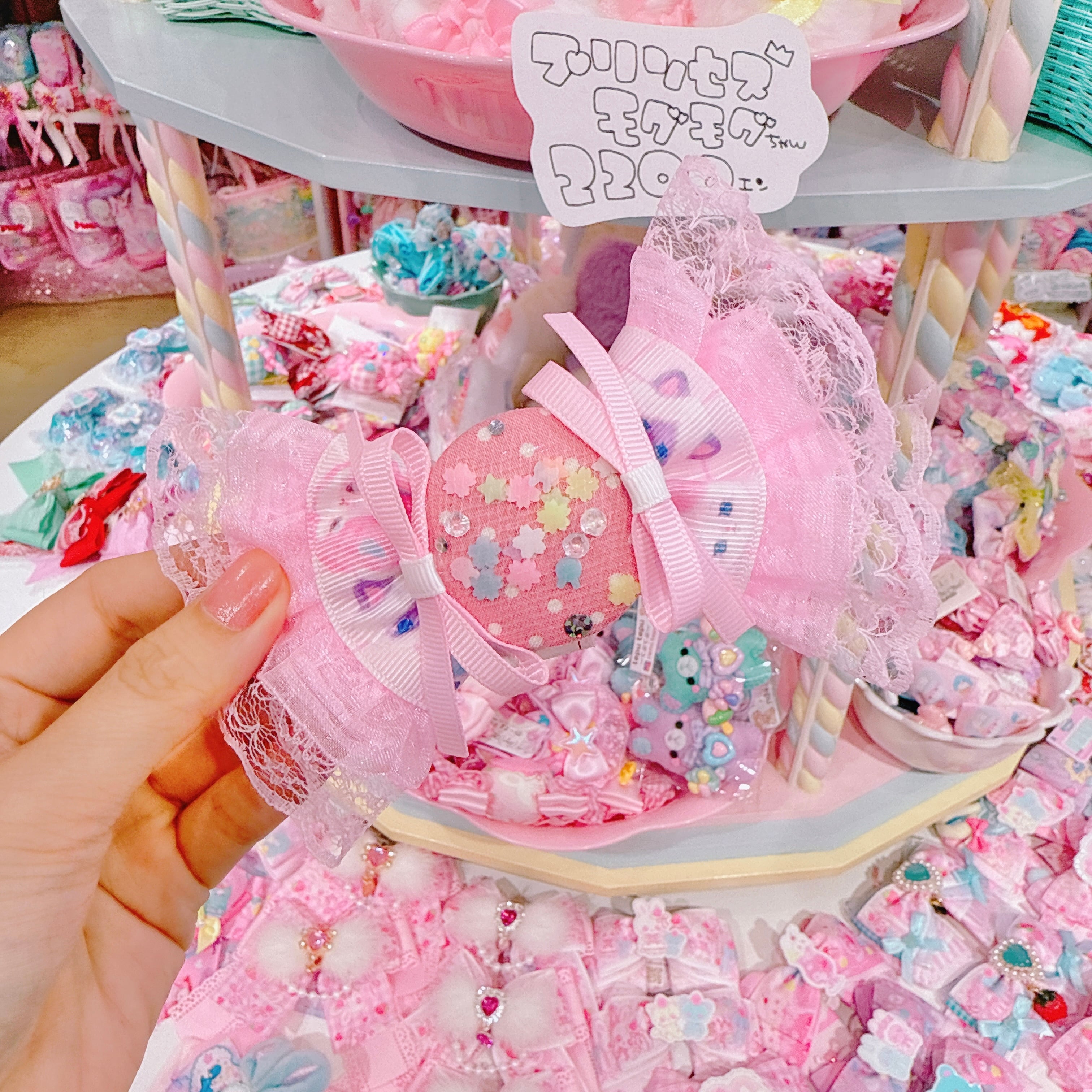 【R14】50-13くるみキャンディリボンヘアクリップ（ポニータイプ）